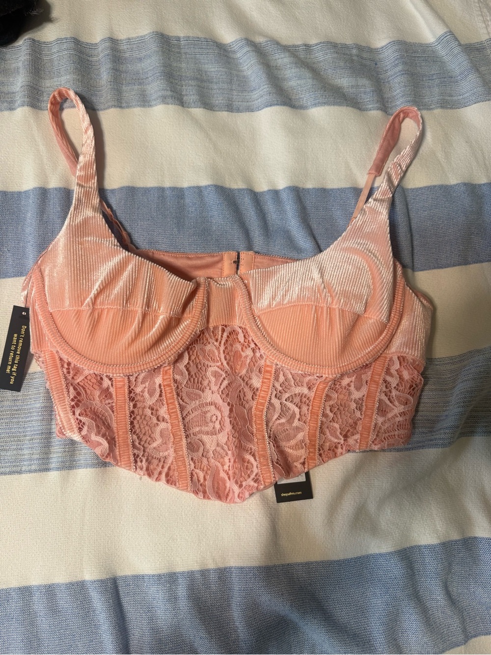 Astr Pink Peach Lace Underwire Bustier Tank Top